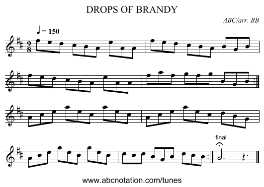 DROPS OF BRANDY - staff notation