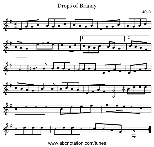 Drops of Brandy - staff notation
