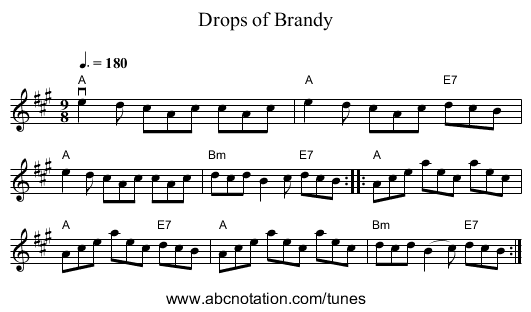 Drops of Brandy - staff notation