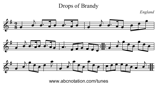 Drops of Brandy - staff notation