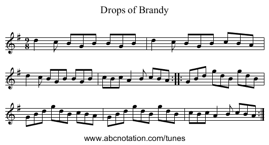 Drops of Brandy - staff notation