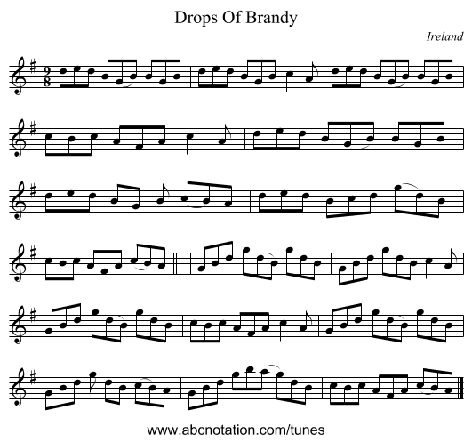 Drops Of Brandy - staff notation