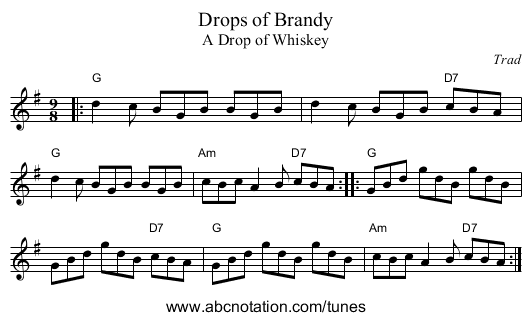 Drops of Brandy - staff notation