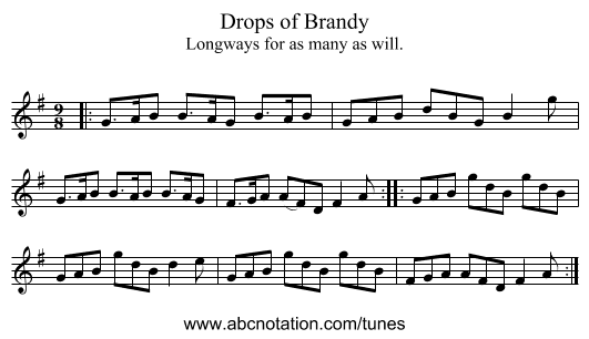 Drops of Brandy - staff notation