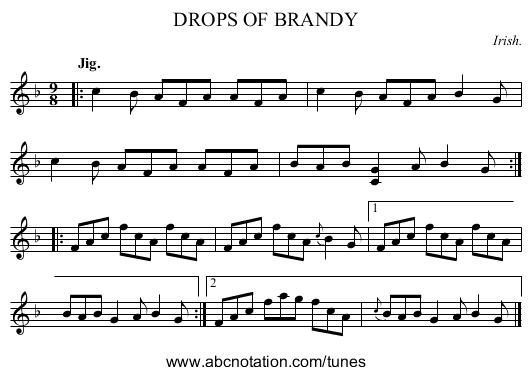 DROPS OF BRANDY - staff notation
