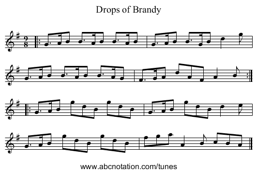 Drops of Brandy - staff notation