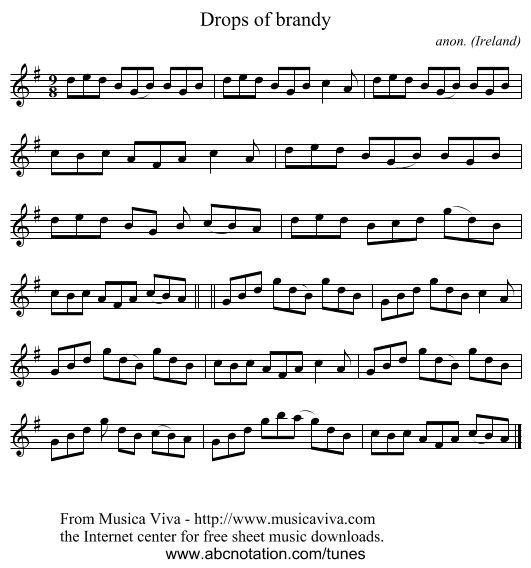 Drops of brandy - staff notation
