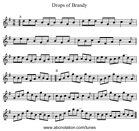 Drops of Brandy - staff notation