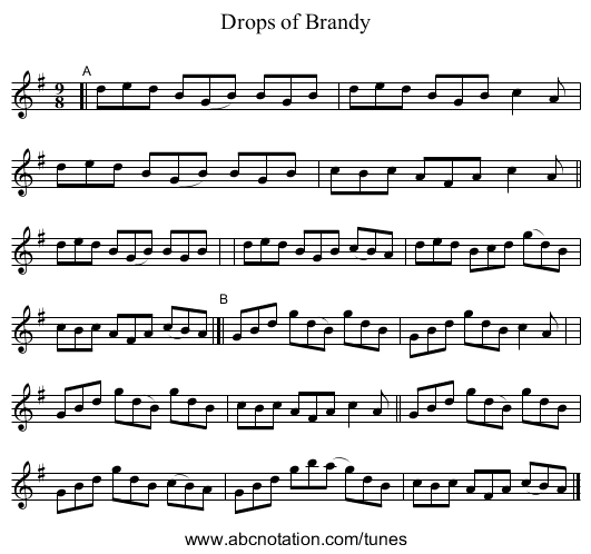Drops of Brandy - staff notation