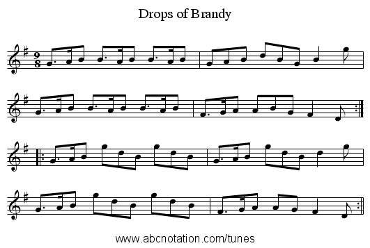Drops of Brandy - staff notation