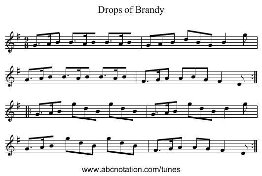 Drops of Brandy - staff notation