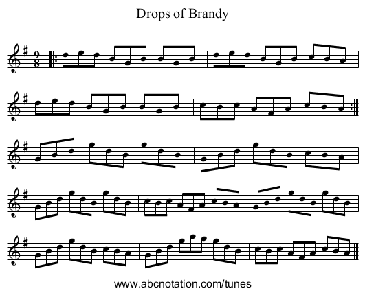 Drops of Brandy - staff notation