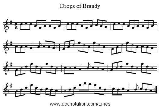 Drops of Brandy - staff notation