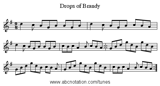 Drops of Brandy - staff notation