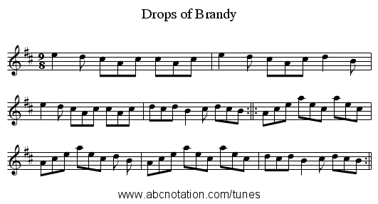 Drops of Brandy - staff notation