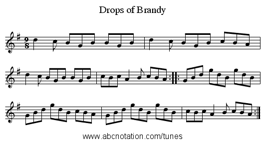 Drops of Brandy - staff notation