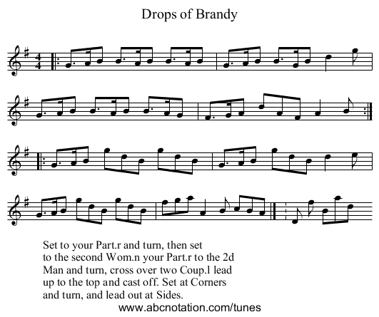 Drops of Brandy - staff notation