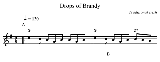 Drops of Brandy - staff notation