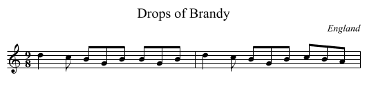Drops of Brandy - staff notation
