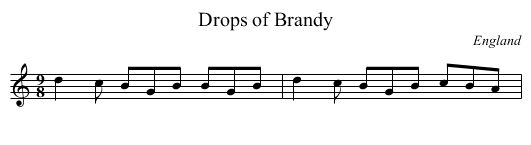 Drops of Brandy - staff notation