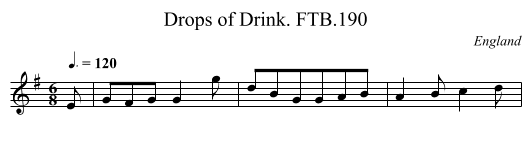 Drops of Drink. FTB.190 - staff notation