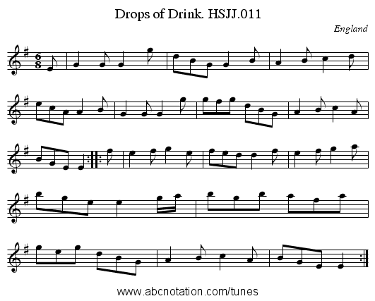 Drops of Drink. HSJJ.011 - staff notation