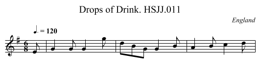 Drops of Drink. HSJJ.011 - staff notation