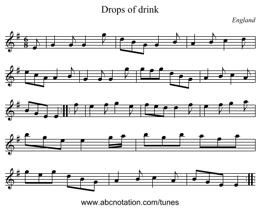 Drops of drink - staff notation