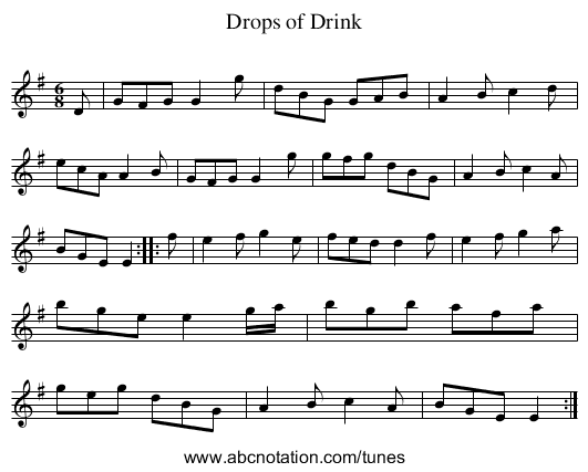 Drops of Drink - staff notation