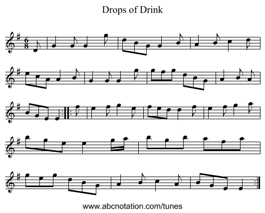 Drops of Drink - staff notation