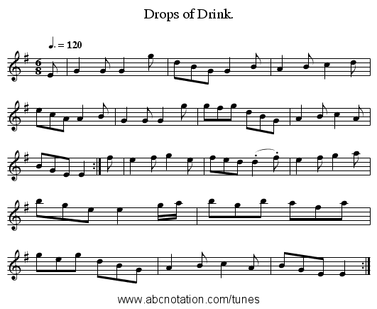Drops of Drink. - staff notation