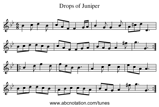 Drops of Juniper - staff notation