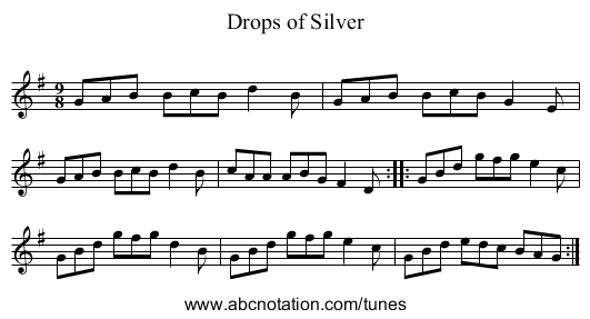 Drops of Silver - staff notation
