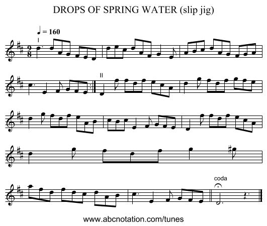 DROPS OF SPRING WATER (slip jig) - staff notation