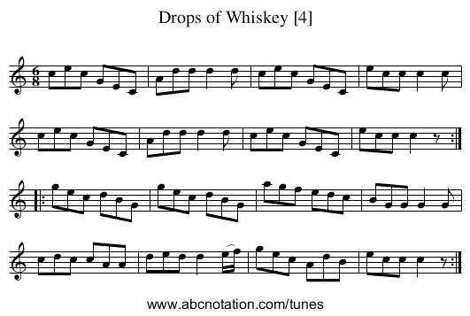 Drops of Whiskey [4] - staff notation