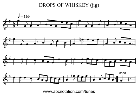 DROPS OF WHISKEY (jig) - staff notation