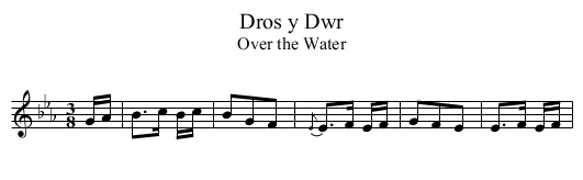 Dros y Dwr - staff notation