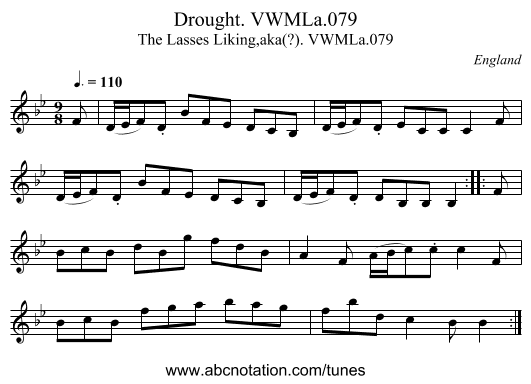 Drought. VWMLa.079 - staff notation