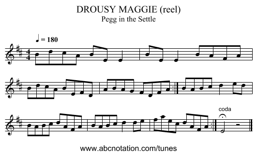 DROUSY MAGGIE (reel) - staff notation