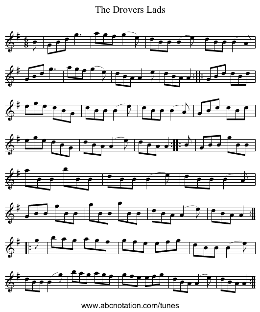 Drovers Lads, The - staff notation