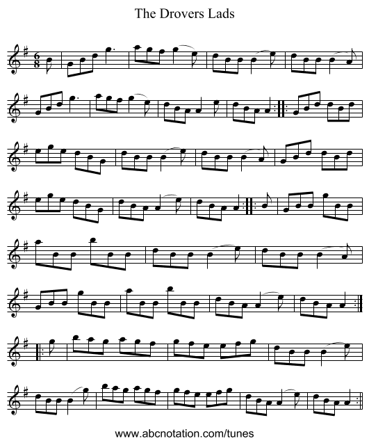 Drovers Lads, The - staff notation