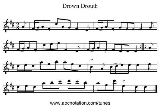 Drown Drouth - staff notation