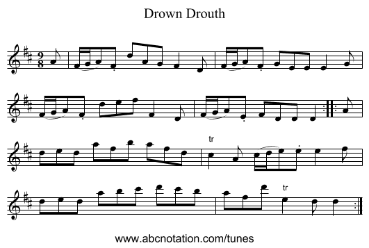 Drown Drouth - staff notation