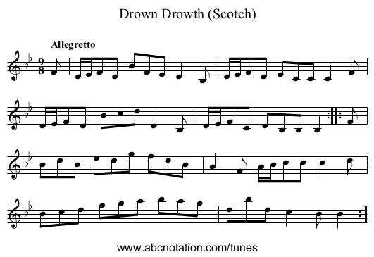 Drown Drowth (Scotch) - staff notation