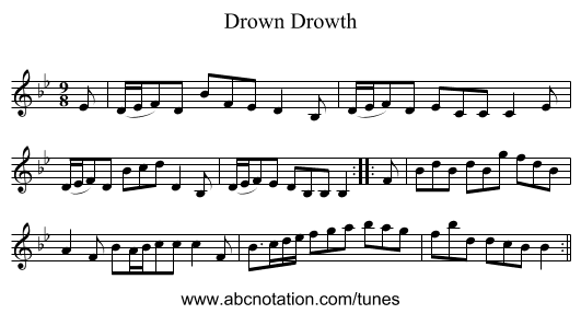 Drown Drowth - staff notation