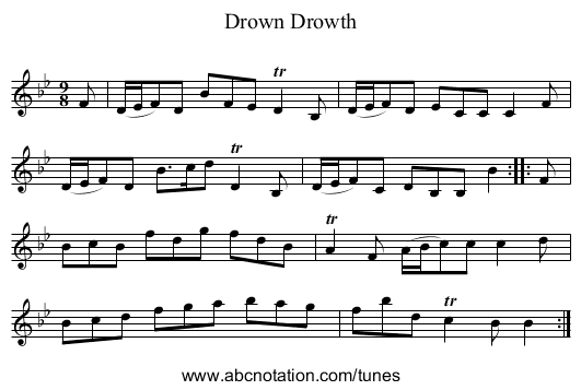 Drown Drowth - staff notation