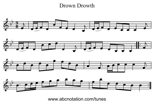 Drown Drowth - staff notation
