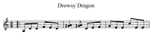 Drowsy Dragon - staff notation