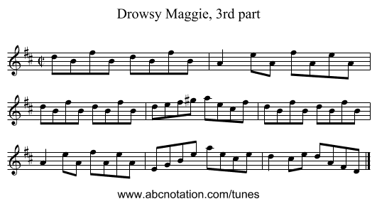 Drowsy Maggie, 3rd part - staff notation
