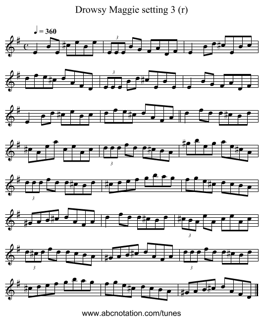 Drowsy Maggie setting 3 (r) - staff notation